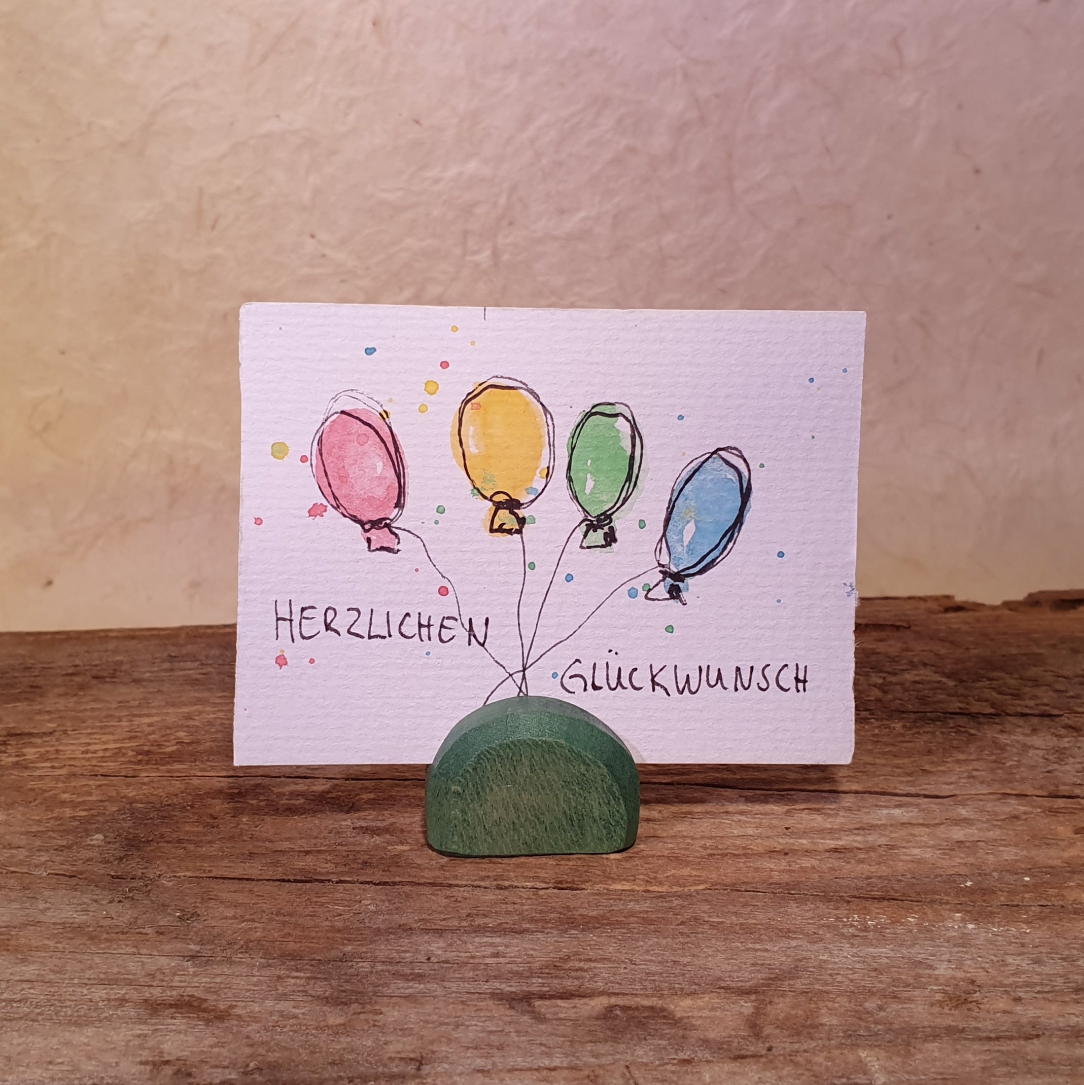 Mini Karten Luftballons auf Aquarell Papier 6,5cm x 8,5cm