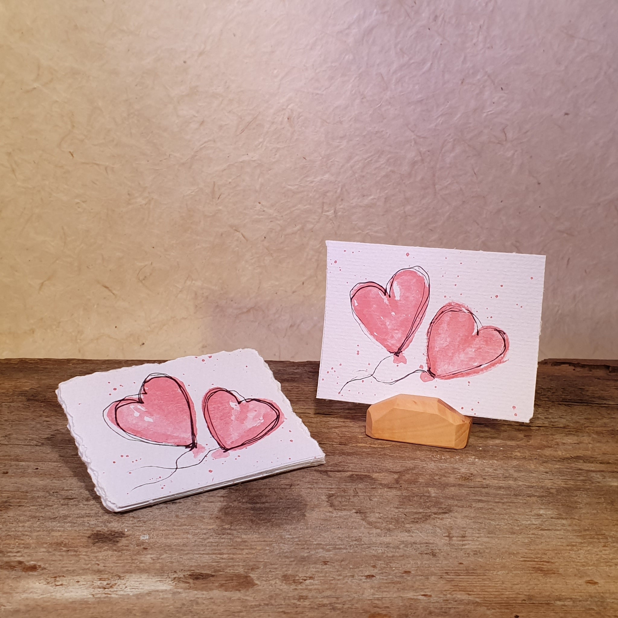 Mini Karte Herz auf Aquarell Papier 6,5cm x 8,5cm