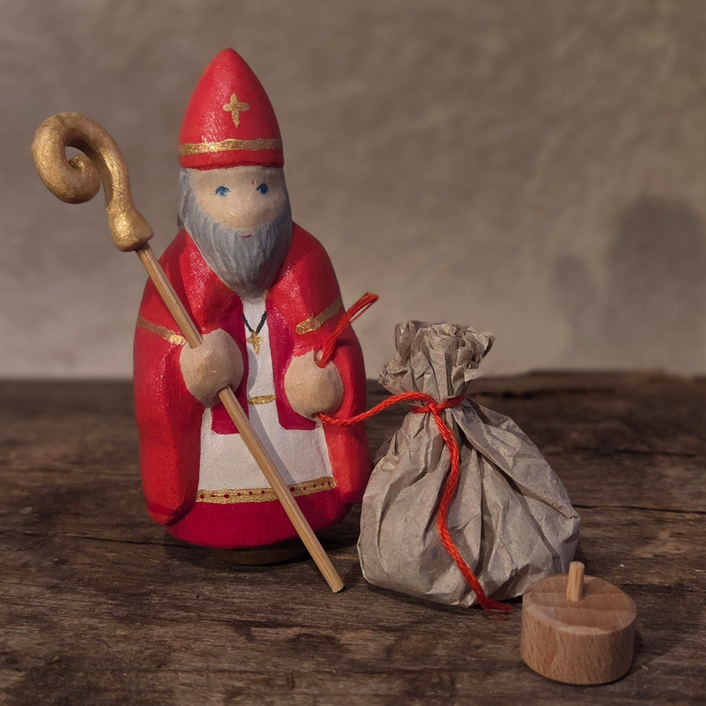 Nikolaus mit Stab bemalt ca 8cm