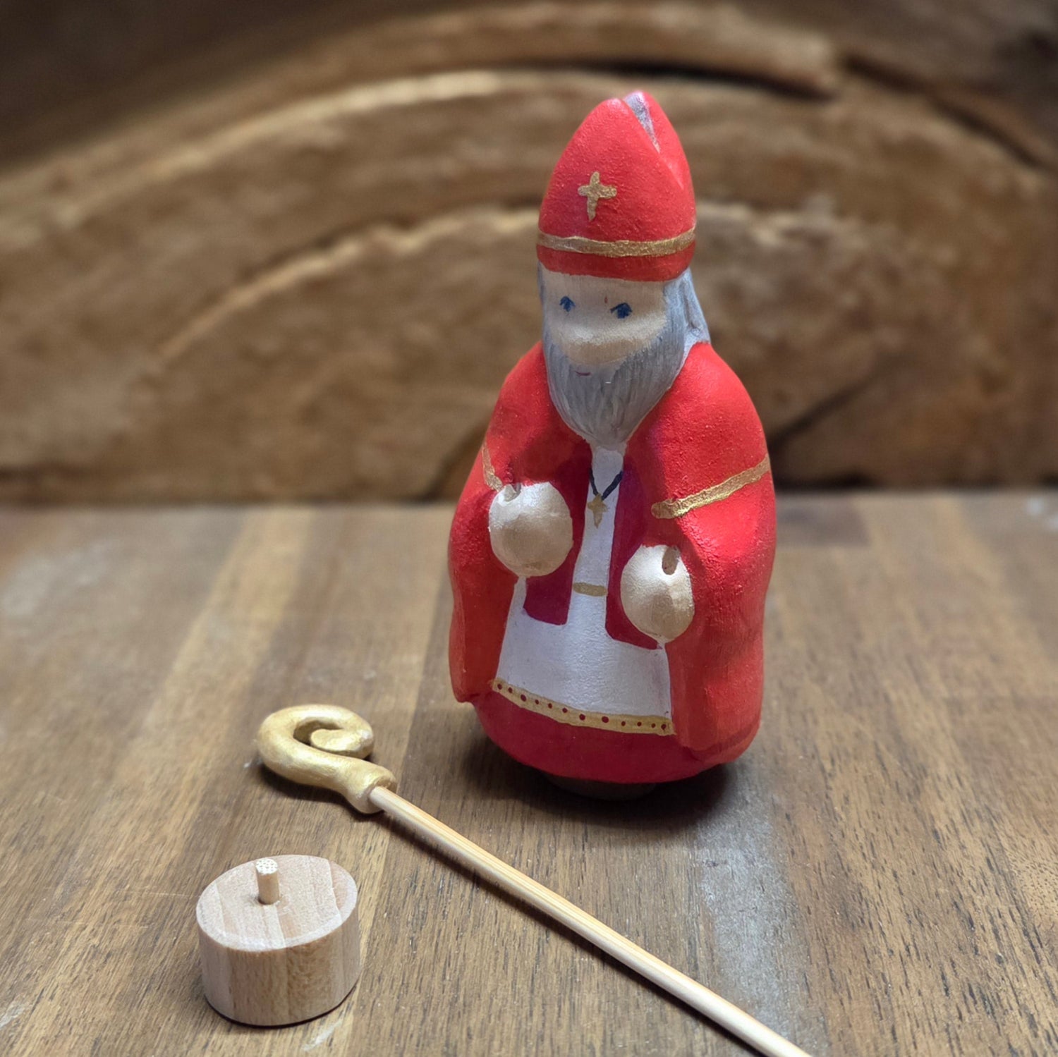 Nikolaus mit Stab bemalt ca 8cm